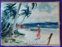 James Milton Sessions Original Watercolor Tropical Beach