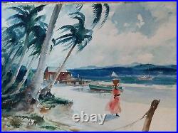 James Milton Sessions Original Watercolor Tropical Beach