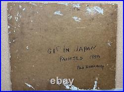 Japan Cold War1950 Vintage Protest Art Painting Acrylic On Wood 23 X 19