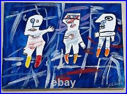 Jean Dubuffet Painting on canvas (handmade) vtg art signed and stamped