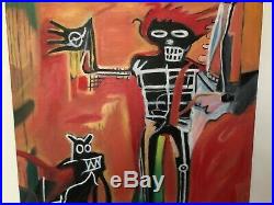 Jean Michel Basquiat Oil Painting On Canvas Signed Sealed 20 X 25.5'