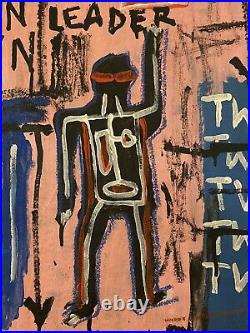 Jean-Michel Basquiat Original Vintage Painting on Canvas 1983 Estate COA. Doc