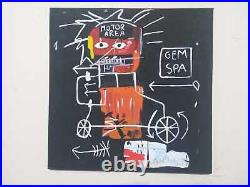 Jean-Michel Basquiat Painting on Canvas signed & stamped Vintage Art