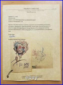 Jean Michel Basquiat Vintage on old Paper Drawing painting SAMO 8X13 With COA