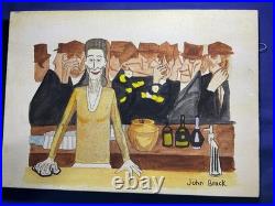 John Brack oil painting on canvas, vtg stamped signed