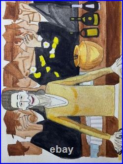 John Brack oil painting on canvas, vtg stamped signed