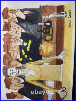 John Brack oil painting on canvas, vtg stamped signed