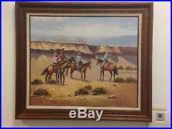 John Stanford Western Cowboy Oil Painting Signed and Framed