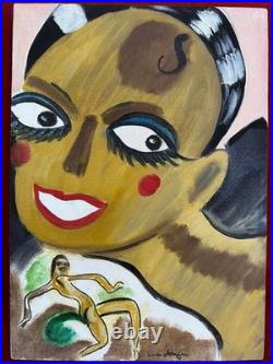 KEES VAN DONGEN oil painting on canvas, vtg stamped signed