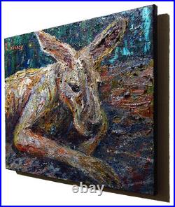 Kangaroo Original Oil? Painting? Vintage? Impressionist? Art Signed Abstract Animal