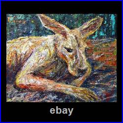 Kangaroo Original Oil? Painting? Vintage? Impressionist? Art Signed Abstract Animal