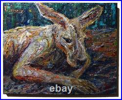 Kangaroo Original Oil? Painting? Vintage? Impressionist? Art Signed Abstract Animal