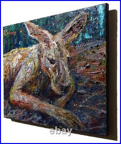 Kangaroo Riginal Oil? Painting? Vintage? Impressionist? Art Signed Abstract Animal A