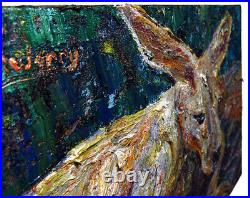 Kangaroo Riginal Oil? Painting? Vintage? Impressionist? Art Signed Abstract Animal A