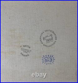 Keith Haring Painting on Canvas Rare 87, Signed Stamped Vintage