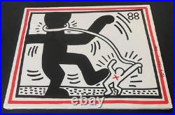Keith Haring Painting on Canvas Rare 88, Signed Stamped Vintage