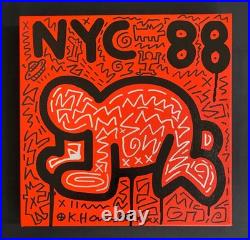 Keith Haring Painting on Vintage Unique Canvas SIGNED NYC POP SHOP