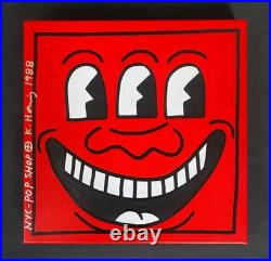 Keith Haring Painting on Vintage Unique Canvas SIGNED NYC POP SHOP Keith Haring Painting on Vintage Unique Canvas SIGNED NYC POP SHOP