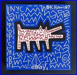 Keith Haring Painting on Vintage Unique Canvas SIGNED NYC POP SHOP