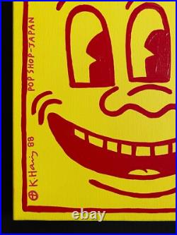 Keith Haring Painting on Vintage Unique Canvas SIGNED NYC POP SHOP