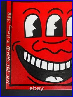 Keith Haring Painting on Vintage Unique Canvas SIGNED NYC POP SHOP