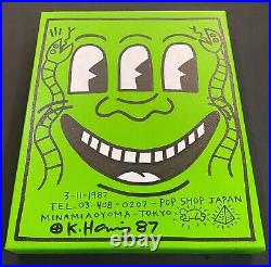 Keith Haring Painting on Vintage Unique Canvas SIGNED NYC POP SHOP