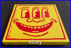 Keith Haring Painting on Vintage Unique Canvas SIGNED NYC POP SHOP