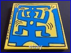 Keith Haring Painting on Vintage Unique Canvas SIGNED NYC POP SHOP