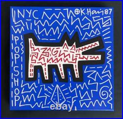 Keith Haring Painting on Vintage Unique Canvas SIGNED NYC POP SHOP