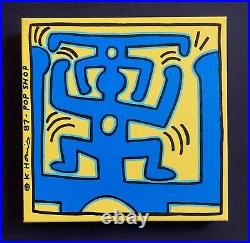 Keith Haring Painting on Vintage Unique Canvas SIGNED NYC POP SHOP