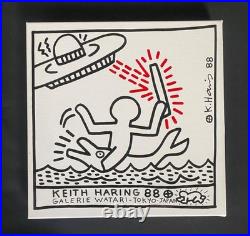 Keith Haring Painting on Vintage Unique Canvas SIGNED NYC POP SHOP