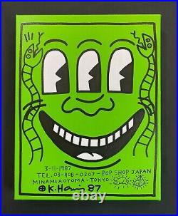 Keith Haring Painting on Vintage Unique Canvas SIGNED NYC POP SHOP