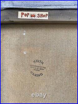 Keith Haring Painting on Vintage Unique Canvas SIGNED NYC POP SHOP