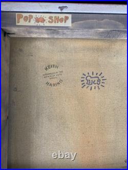 Keith Haring Painting on Vintage Unique Canvas SIGNED NYC POP SHOP Keith Haring Painting on Vintage Unique Canvas SIGNED NYC POP SHOP