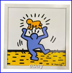 Keith Haring Radiant Baby Vintage Graffiti Pop Art Painting on Canvas (1990)
