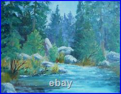 Kohler, Vintage Impressionist Oil Painting Plein Air Creek Nature Trees Signed