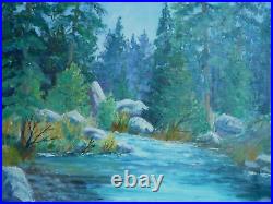 Kohler, Vintage Impressionist Oil Painting Plein Air Creek Nature Trees Signed