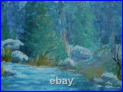 Kohler, Vintage Impressionist Oil Painting Plein Air Creek Nature Trees Signed