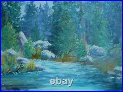 Kohler, Vintage Impressionist Oil Painting Plein Air Creek Nature Trees Signed