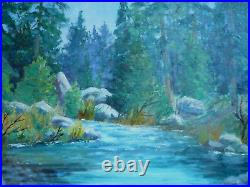 Kohler, Vintage Impressionist Oil Painting Plein Air Creek Nature Trees Signed