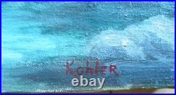 Kohler, Vintage Impressionist Oil Painting Plein Air Creek Nature Trees Signed
