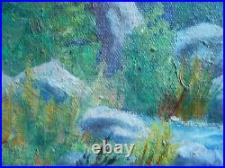 Kohler, Vintage Impressionist Oil Painting Plein Air Creek Nature Trees Signed
