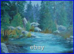 Kohler, Vintage Impressionist Oil Painting Plein Air Creek Nature Trees Signed
