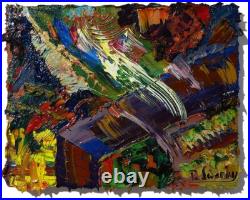 LANDSCAPE OIL? PAINTING? VINTAGE? IMPRESSIONISm? ART? SIGNED ABSTRACT ORIGINAL DECO A