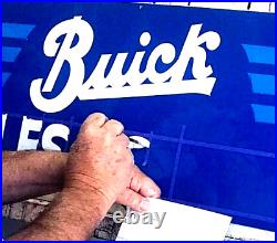 LARGE 36 Hand Painted Vintage Metal BUICK Sales Service Gas Oil Shop Sign