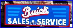 LARGE 36 Hand Painted Vintage Metal BUICK Sales Service Gas Oil Shop Sign