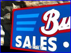 LARGE 36 Hand Painted Vintage Metal BUICK Sales Service Gas Oil Shop Sign