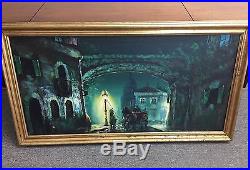 LARGE 52 Vintage Signed Orig Oil Painting London Mystery Europe Jack the Ripper