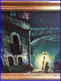 LARGE 52 Vintage Signed Orig Oil Painting London Mystery Europe Jack the Ripper