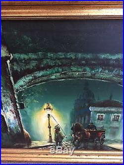 LARGE 52 Vintage Signed Orig Oil Painting London Mystery Europe Jack the Ripper